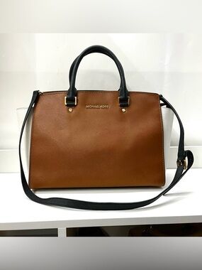 MICHAEL KORS Acorn Colorblock Selma Satchel Tote Shoulder Bag